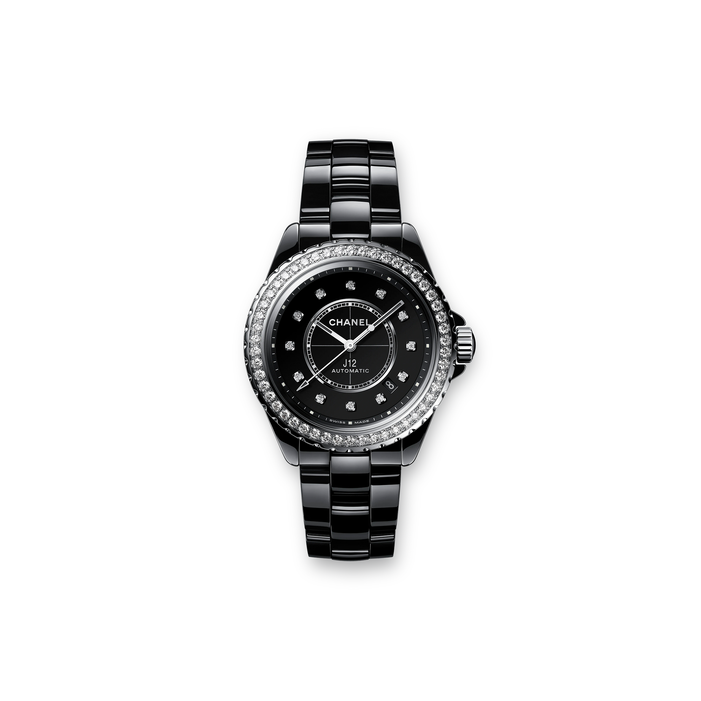 CHANEL J12 DIAMOND BEZEL WATCH CALIBRE 12.1, 38 MM H6526